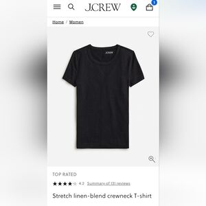 J. Crew Black Stretch Linen Blend Crewneck T-shirt Size S -- NWT